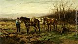 Johan Frederik Cornelis Scherrewitz Canvas Paintings - Tethering the Plough Horses